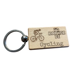 Ashton and Finch Cycling Keyring Gift – Wooden Laser Engraved Cyclist Key Ring Keychain