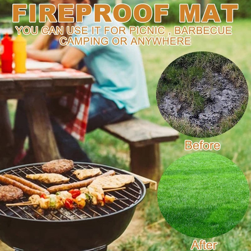 JasCherry Fire Bowl Mat, Fire Pit Mat, 3 Layers, Large,