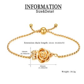 QGJNSGC Rose Flower Urn Bracelet for Ashes for Women Cremation Bracelet Adjustable Memorial Keepsake Jewellry Rose Bracelet Urn Bangle Ashes Holder Keepsake Pendant Locket Bracelet, Stainless Steel