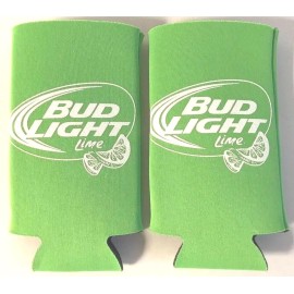 Bud Light Lime Koozie Fits 12 oz Slim Can Classic Logo - Set of Two (2) New & FS
