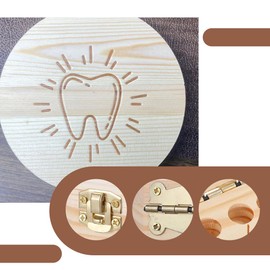 QOWIJEX 1 x Wooden Milk Tooth Box, Milk Teeth Box for Girls and Boys, Wooden Milk Teeth Box, Tooth Box for Milk Teeth, Wooden Tooth Box Storage Box for Preschool Child Teeth