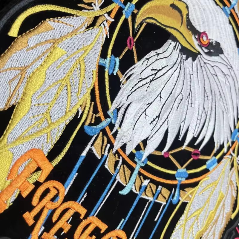 Large Embroidered Patch Biker Skull American Custom Iron On Back