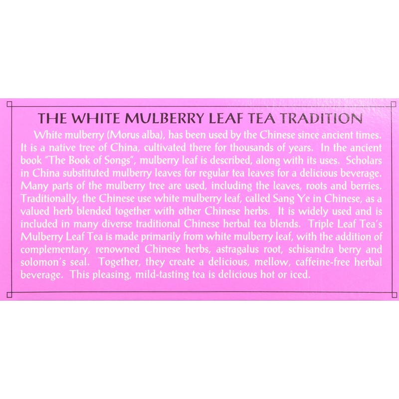 Triple Leaf Tea Bags, Mulberry Leaf, 20 Count