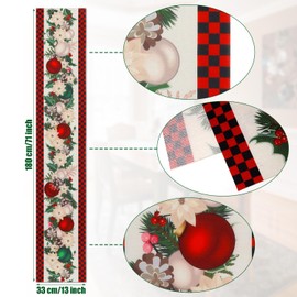 Christmas Table Runner, 13x71 inch Plaid Table Cloth Xmas Table Cover Christmas Tablecloth for Holiday Home Kitchen Decor (Red and Black Plaid)