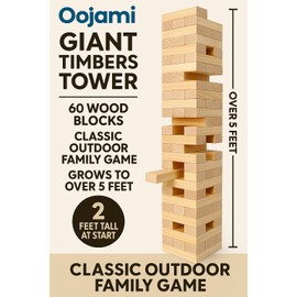 Oojami Giant Timbers Tower: Classic Outdoor Family Fun Stacking Game, 2 Feet Tall and can Grow to Over 5 Feet While Playing