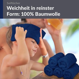 Lashuma Terry Towelling Guest Towels Blue – Navy, London Pack of 6 Children's Hand Towels Set 30 x 30 cm