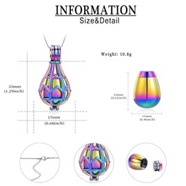 QGJNSGC Urn Necklace Openwork Teardrop Urn Locket Ash Necklace Memorial Jewellery Cremation Jewellery Funeral Keepsake Jewellery Ash Holder, Stainless Steel