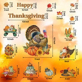 H1vojoxo 24PCS Happy Thanksgiving Garage Door Decoration Fall Car Garage Magnet Stickers Pumpkin Turkey Sunflower Maple Leaf Refrigerator Magnet Decals Autumn Harvest Garage Door Magnetic Decorative