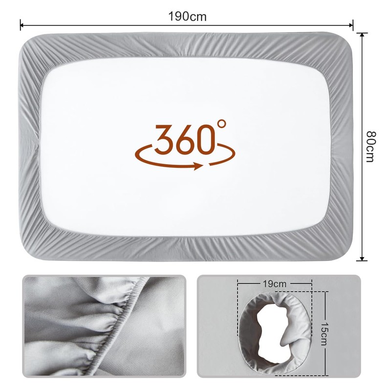 Eqivei Pack of 2 Covers for Massage Table with Hole,