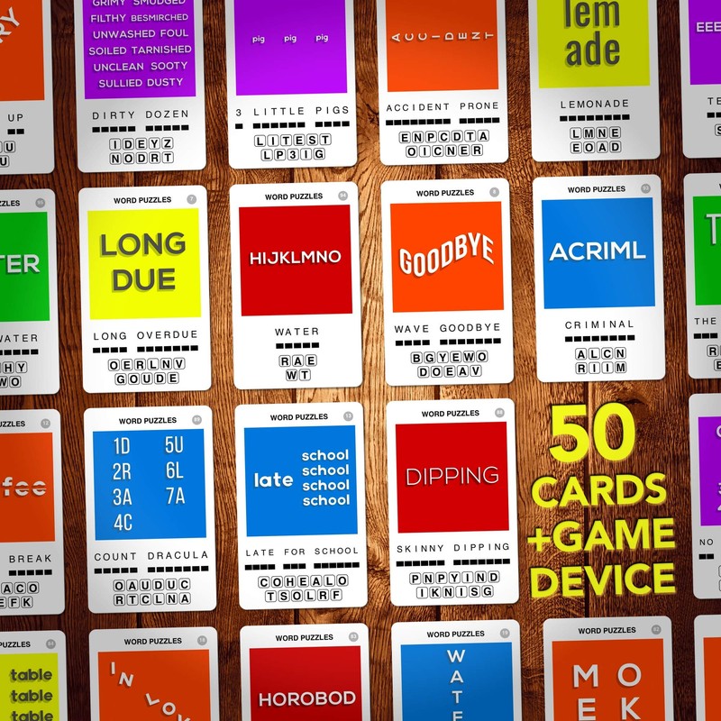 100 PICS Word Puzzles - Dingbats, Rebus Family Games, Pocket