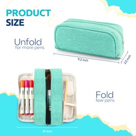 Large Capacity Pencil Case Pencil Pouch Pen Bag with 3 Compartment Stationery Organizer with Zipper, School Supplies Organizer for Teen Adults (green)