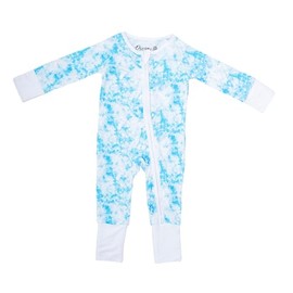 Zippies, Footies, Onesies for Baby Boy and Girls (Unisex), Bamboo Viscose (Blue Tie Dye, 3-6 Months)