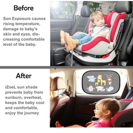 OdiuK 2er Sonnenschutz Auto Baby mit UV Schutz, 45x36cm Sonnenblende Auto Seitenscheibe Mit Fenstertuch Kinder Autofenster Sonnenschutz für Das Auto, Reduziert Wärme Schützt Mitfahrer