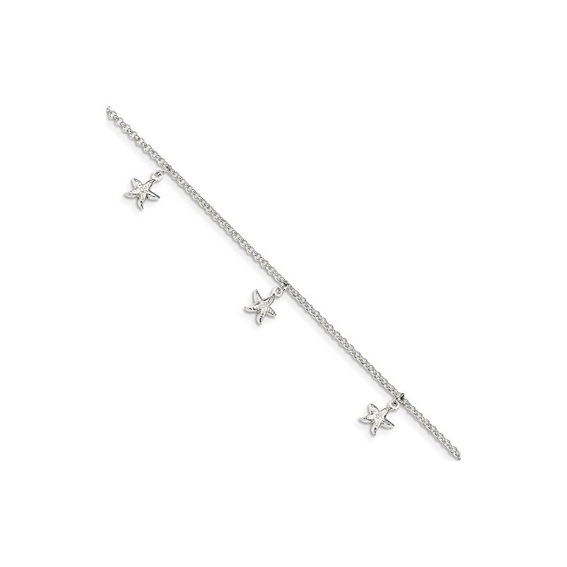 FB JEWELS Solid 925 Sterling Silver Starfish Dangles 9 Inch