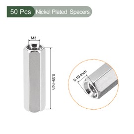 YOKIVE Pack of 50 M3 Spacers, Brass Hexagonal PCB Spacer Nuts, Keep Height Consistent, Perfect for Motherboard, Circuit, Board, Electronics (Silver Tone 15 mm)