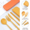 DISSKNIC Reusable Travel Utensils with Case, 4 Sets Wheat Straw