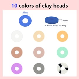 XLicarmi7200PCS 20 Strands Polymer Clay Beads String for Jewelry Making, Clay Beads Bracelet Making Kit, Vinyl Heishi Beads, Flat Beads, Alphabet Beads, DIY Friendship Bracelet Necklace Kit (Dream)