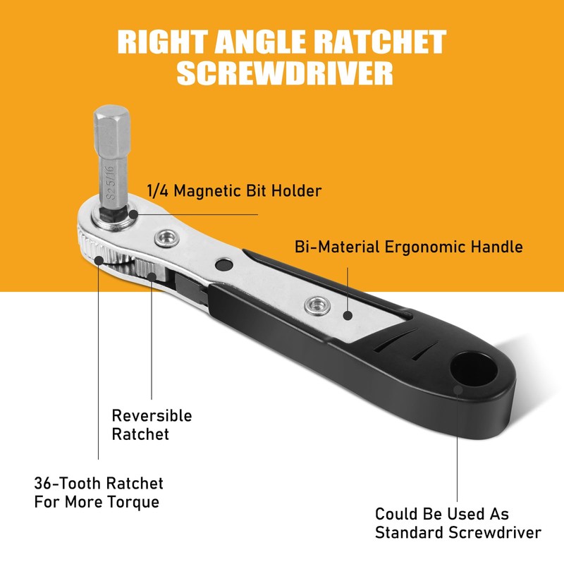 49-Piece Screwdriver Bit Set with Right Angle Screwdriver, S2 Steel,