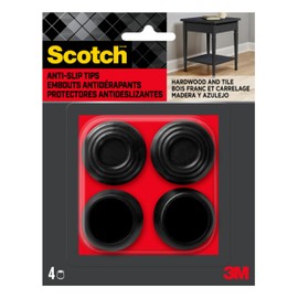 Scotch Chair Tips, 24PCS Chair Leg Floor Protectors for Hardwood Floors, Round, Black, 1 1/8" 4 Count (Pack of 6)