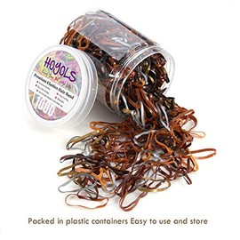 Hoyols Lazos elásticos de goma para coleta, soporte para trenzas de caballo, para niños, niñas, mujeres, color marrón, plateado, dorado, 1000 piezas (6 colores mezclados para mujeres)