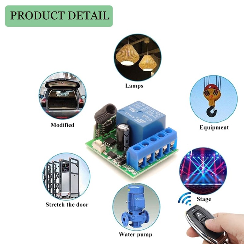 DC 12V Remote Control Switch 433Mhz RF Wireless Relay Receiver