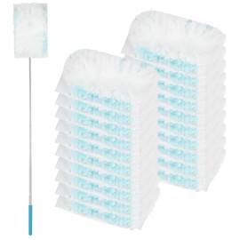 180° Microfiber Duster Refills with 5-Level Adjustable Telescopic Handle (12"-31"), 20 Count Heavy Duty for Swiffer Duster, Multi-Surface Dusters for Cleaning Furniture, Blinds, Electronics & Corners