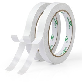 BOMEI PACK General Purpose Double-Sided Tape, Removable, Double Sided Tape, 2 Rolls, 65.6 ft (20 m) Length, Easy, No Residue, Easy to Remove, Indoor Use, 0.5 inch (12 mm)
