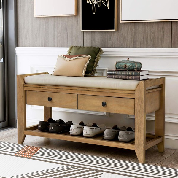 Harper & Bright Designs TREXM Shoe Rack with Cushioned Seat