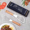 HOTEC HOTEC Stainless Steel Thin Slotted Fish Turner Spatula, Wooden