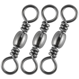 Alwonder 100PCS Fishing Barrel Swivels, High Strength Stainless Solid Ring Brass Barrel Swivel with Black Nickel Coating, Rolling Fishing Swivels Tackle Line Connector Saltwater Freshwater #16