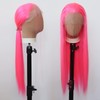 Towarm Pink Wig Long Straight Hot Pink Synthetic Lace Front