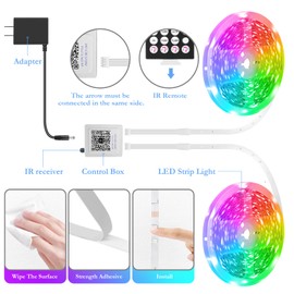 SHRIGHTLED Led Lights for Bedroom 130ft (2 Rolls of 65ft) Music Sync Color Changing, Bluetooth RGB Led Strip Lights with Remote and Smart App Control, for Room Lighting Flexible Home Décor