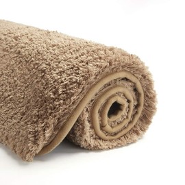 Suchtale Bathroom Rug Non Slip Bath Mat for Bathroom (16 x 24, Sand) Water Absorbent Soft Microfiber Shaggy Bathroom Mat Machine Washable Bath Rug for Bathroom Thick Plush Rugs for Shower