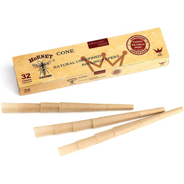 HORNET Pre-Rolled Cones, 32 PCS Raw Cones of 1 1/4 Size, Tubes Rolling Papers with Tips (78mm)