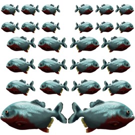 VWAQ Peel and Stick Piranha Wall Decal Stickers | School of Fish Vinyl Decor (Pack of 26) - PR01