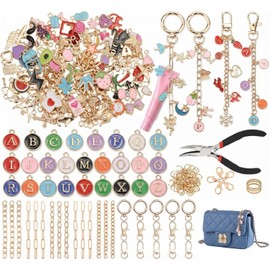 Kit para hacer llaveros con brillo de labios, 263 piezas, kit para hacer llaveros que incluye clips para llavero, cadena extensora, amuleto, anillo de salto, alicates para joyería, suministros para a