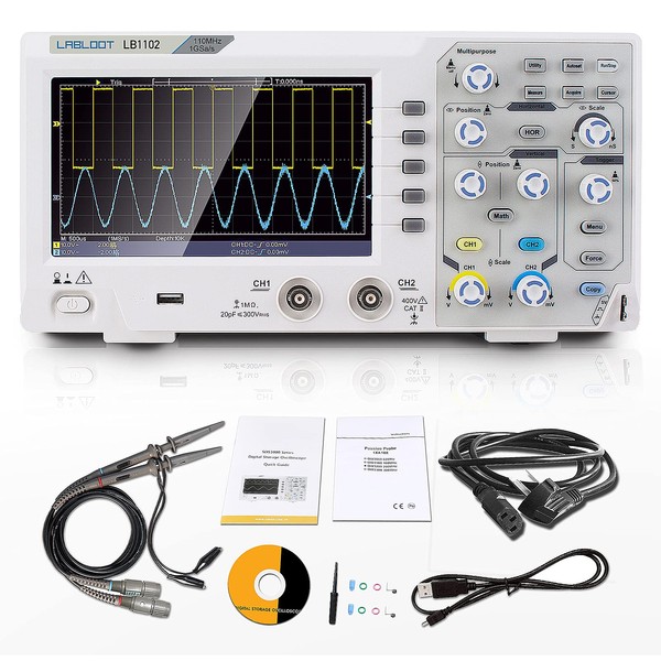 Labloot LB1102 110MHZ Bandwidth Oscilloscope 2-Channel 1GS/s Digital Storage Oscilloscope