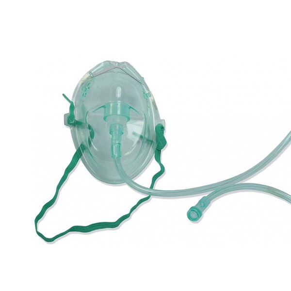 Maschera per Ossigenoterapia Adulti a media concentrazione morbida e leggera Fiab con Tubo Antischiacciamento e attacco Femmina/Femmina universale