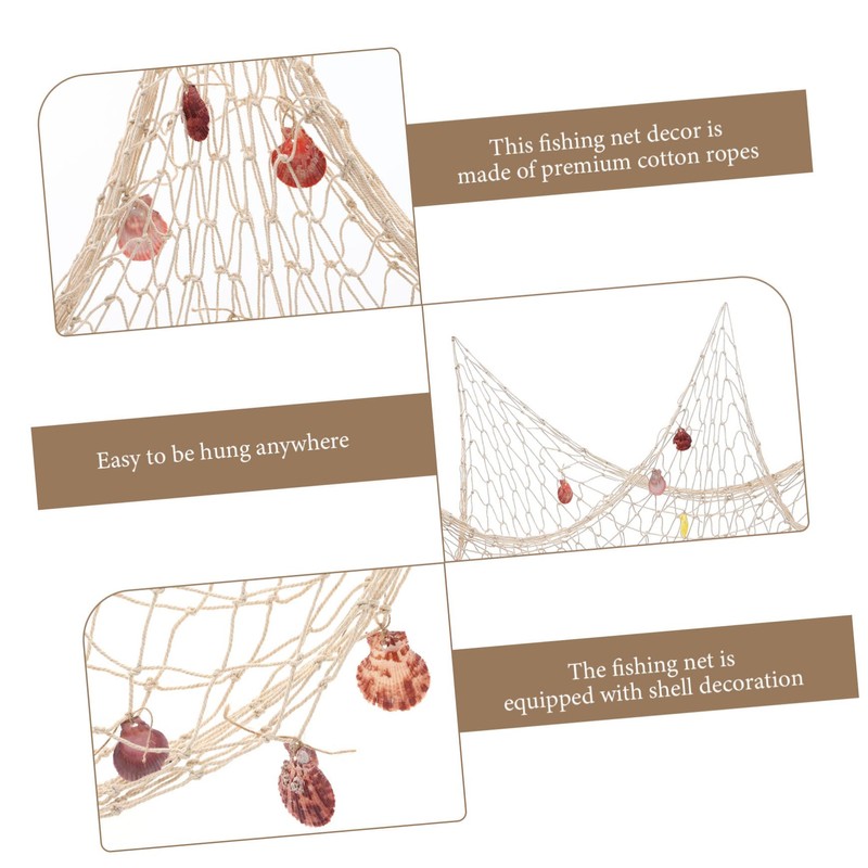 iplusmile Mediterranean Decorative Fishing Net with Shells Rustic Wall Hanging