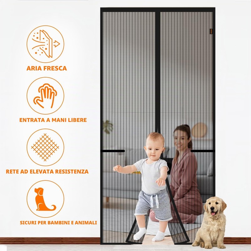 GRIFEMA Zanzariera magnetica per porte finestre 90x210 cm