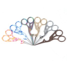 6Pcs CraneShaped Scissors Crested Retro CrossStich Embroidery Thread Yarn Tea Scissors 4.5in
