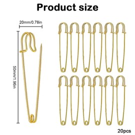 20PCS Jumbo Safety Pins ，2-Inch Heavy-Duty Fasteners ， Reinforced Clips for Blankets, Garments, Leather Crafts, Canvas Projects, Shawls, Kilts