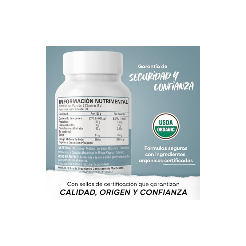 Organicside Cápsulas de Melena de León Orgánicas 60 Cápsulas Vegetales