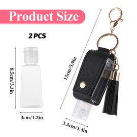 Molain 2 Pcs Hand Sanitizer Keychain 30ml Portable Leather Hand Sanitizer Holder Leakproof Empty Bottles Hand Sanitizer Travel Holder Bottle Refillable for Lotion Liquid Soap Shampoo(Brown,Black)