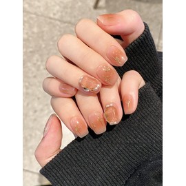 BIBII Nails Handmade Nail Tip, 3D Nails, Short Floral Pattern, Spring and Summer, Korea, Popular, Nail Tip, Short, 10 Pieces, Cat Eye Magnet, 100% Handmade Nails for Easy Installation, Reusable,