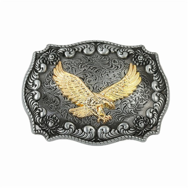 MASOP Western Vintage Gold Flying Eagle Cowboy Biker Belt Buckle