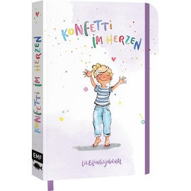 Dein Lieblings-Journal "Konfetti im Herzen": Notizbuch A5 dotted | Mit Lese- und Gummiband | 112 S. | Mit inspirierenden Sprüchen und farbigen Illustrationen