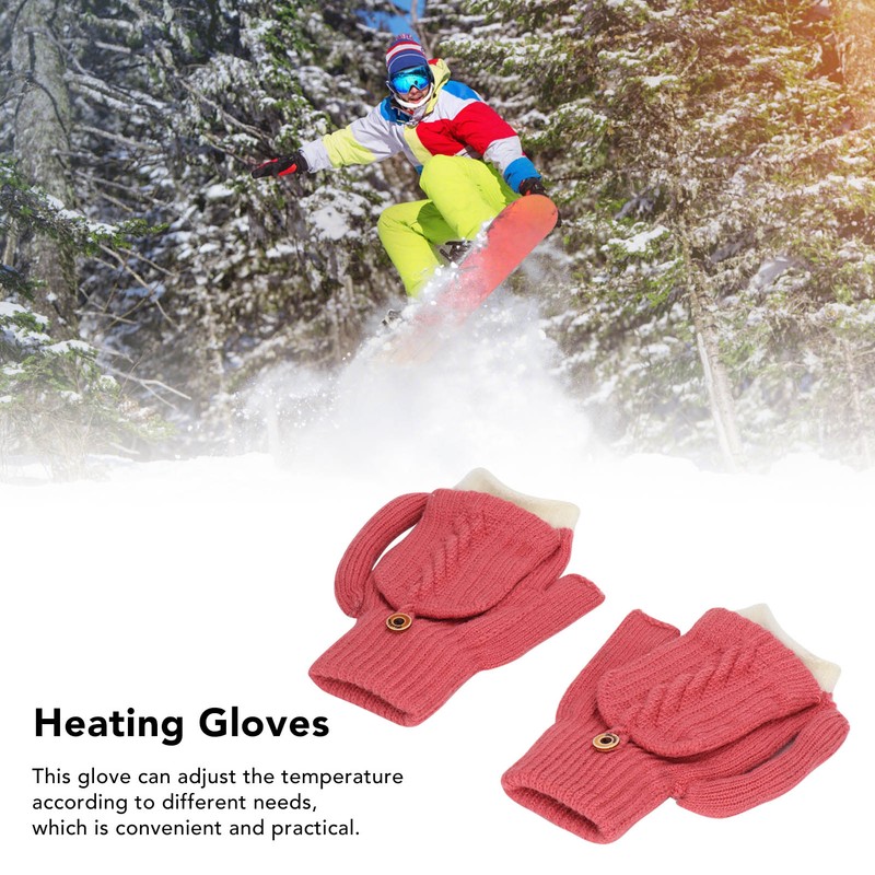 2 PCS USB Heated Gloves Double Sided Heating Knitted Gloves