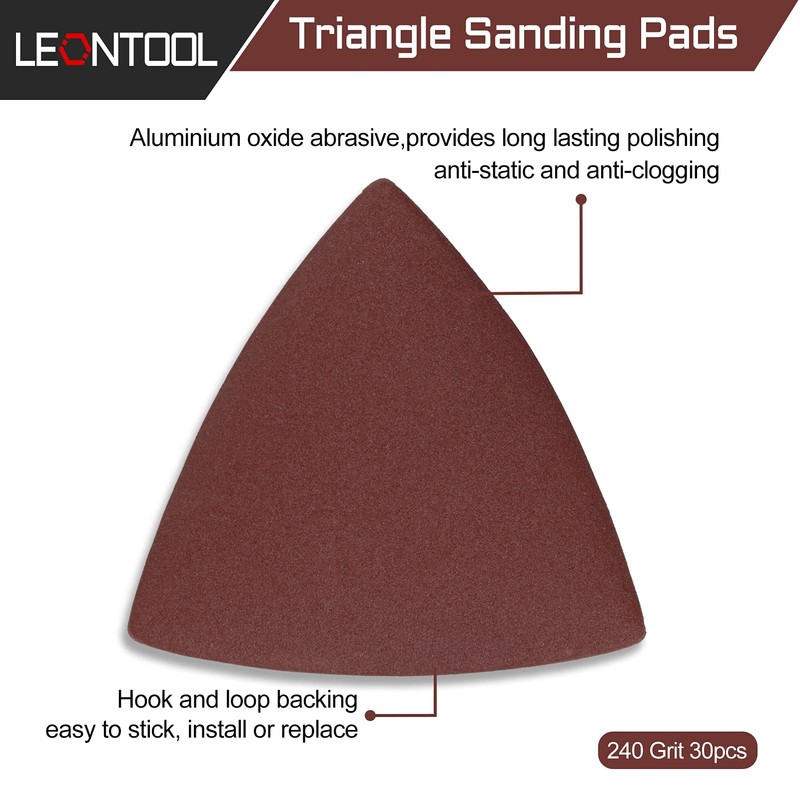 LEONTOOL 30 Pcs 3-1/8 Inch (80mm) Triangular Hook & Loop
