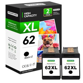 PRINPUSE 62XL Ink Cartridges Black Replacements for HP 62XL Ink Cartridges HP Ink 62 for Envy 7640 5540 5640 7645 5560 5642 for OfficeJet 5740 5746 5745 200 258 250 Printer (2 Pack)